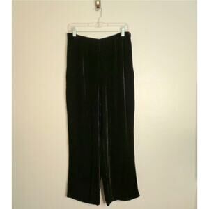 Vintage Talbots Black Rayon Silk Velvet Wide Leg Pant Size 12P Holiday Glam Luxe